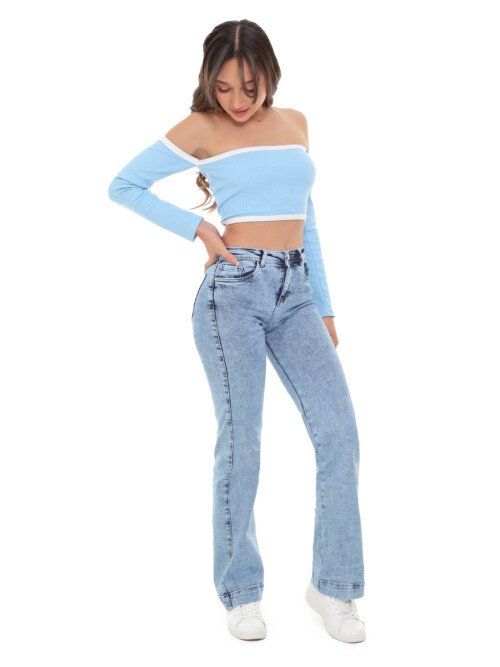 Jean Recto Azul Jaspeado - Sin Rotos