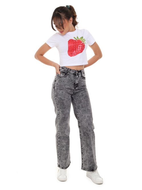 Jean Recto Dama Gris Jaspeado - Sin Rotos