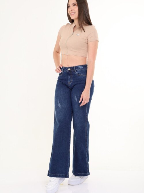 Jean Recto Dama Azul Oscuro - Con Diseño