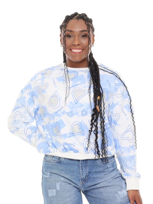 Buzo cuello redondo, corazones