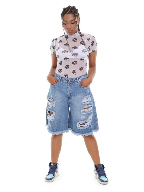 Bermuda Jean Rotos_Azul Claro Rígido