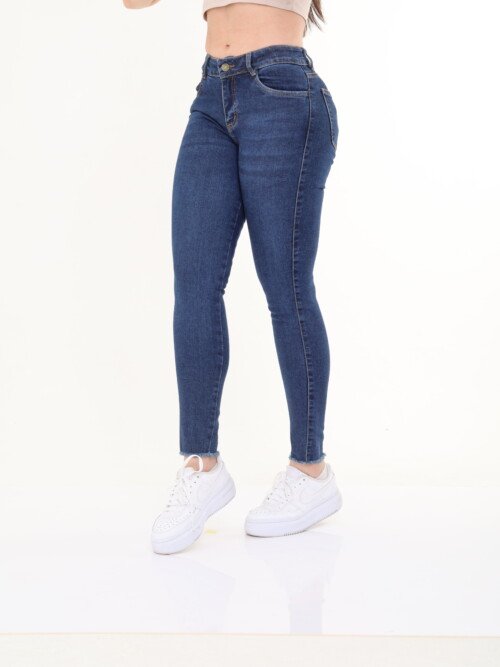Jean skinny, Azul Oscuro, licradado, tiro alto.