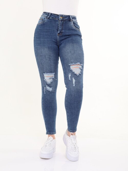 Jean skinny, Azul Oscuro, gris, licradado, tiro alto.