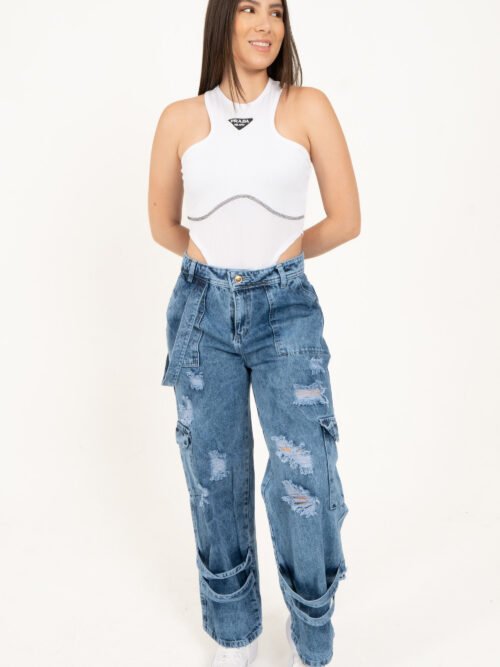 Jean Cargo - 6 Bolsillos- Riatas y rotos