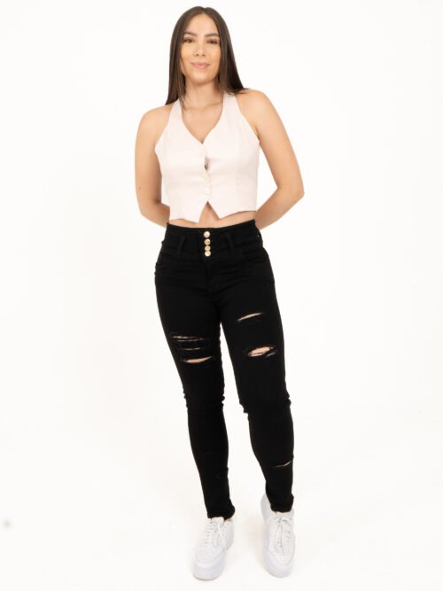 Jean Levanta cola Negro Rotos