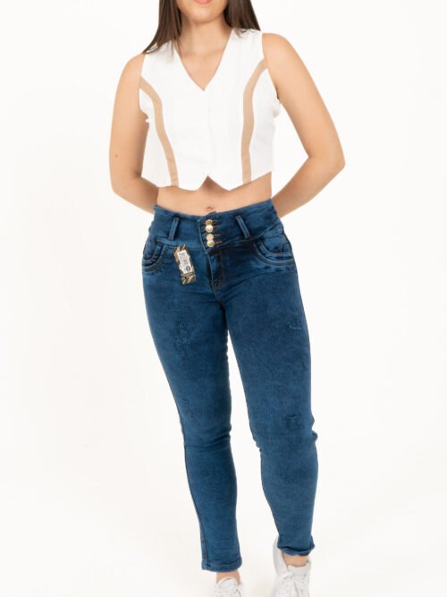 Jean Levanta Azul medio Jaspeado sin rotos