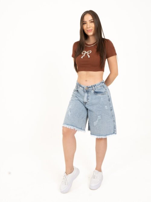 Bermuda Jean Azul claro_Rígido_Flecos